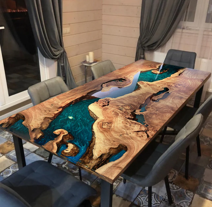 custom epoxy resin wood dining table