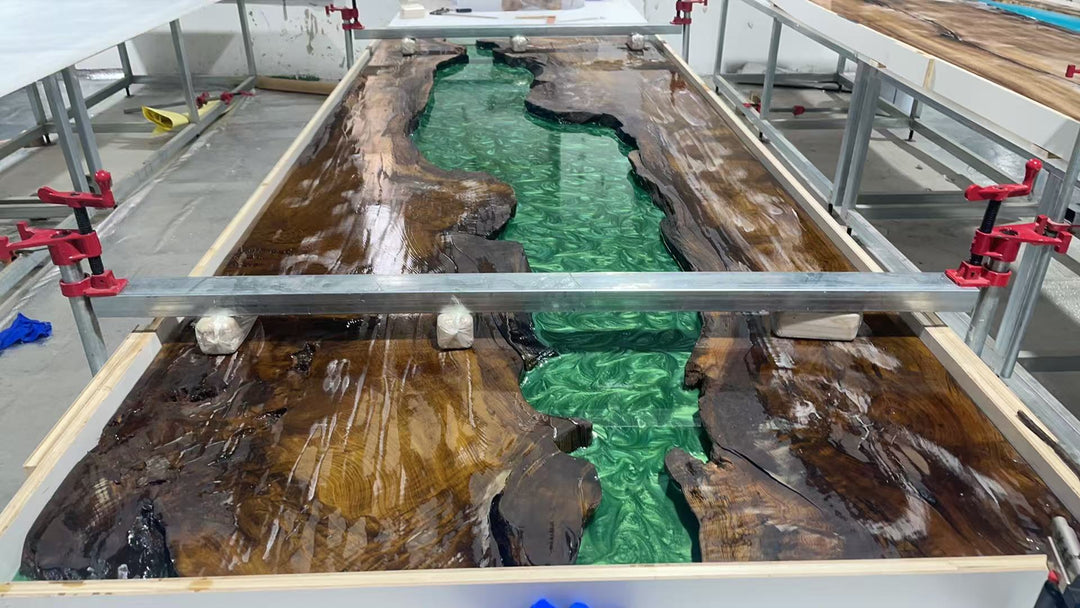 Custom Walnut Slab Green River Epoxy Table Top CRT-182