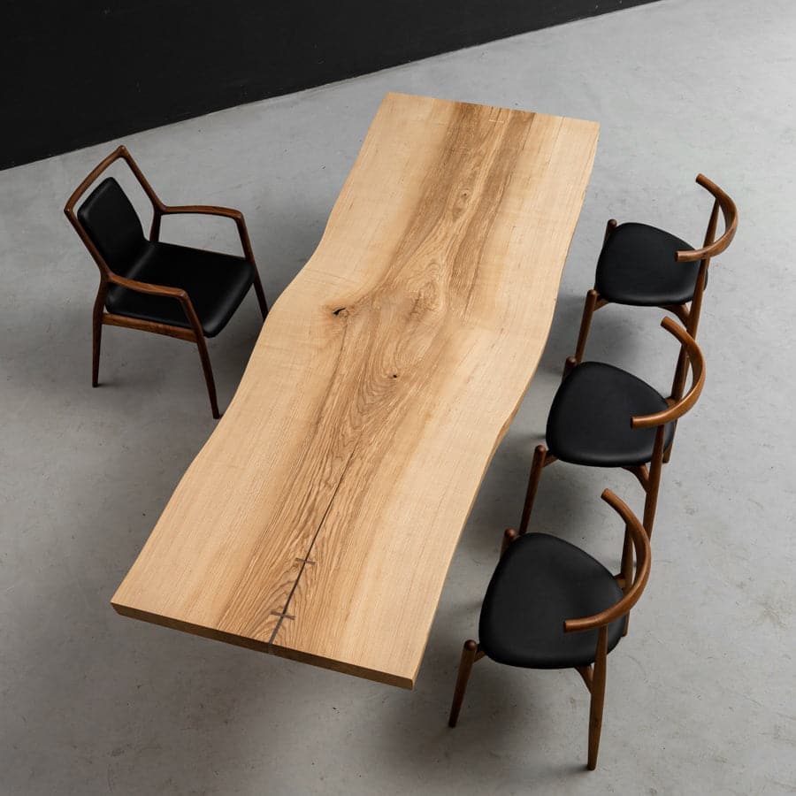 Ash Wood Live Edge Solid Slab Dining Table