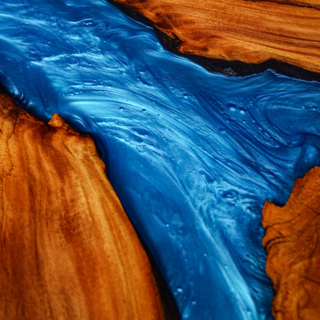 Luxury handmade resin river dining table seats up to twelve