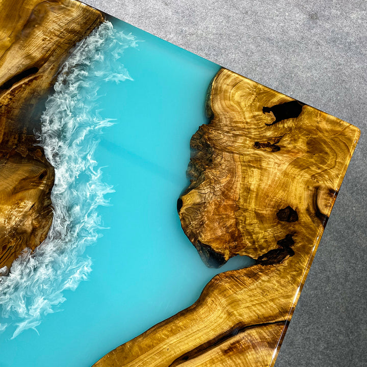 Golden camphor live edge lumber transformed into a statement table