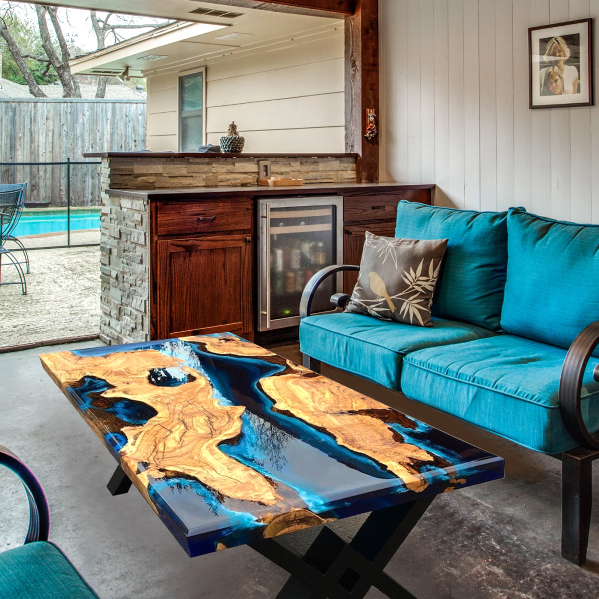 Custom Seawave Walnut Epoxy Resin Dining Table CRT-014 – SEAWAVETABLE