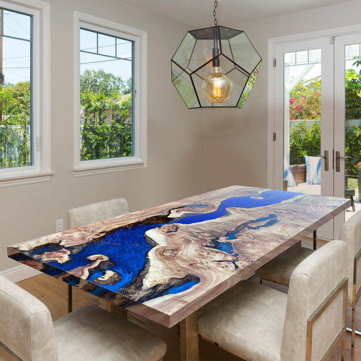 Custom Olive Epoxy River Dining Table Tops CRT-119