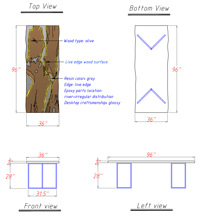 Colorado-style river epoxy table with natural edge design