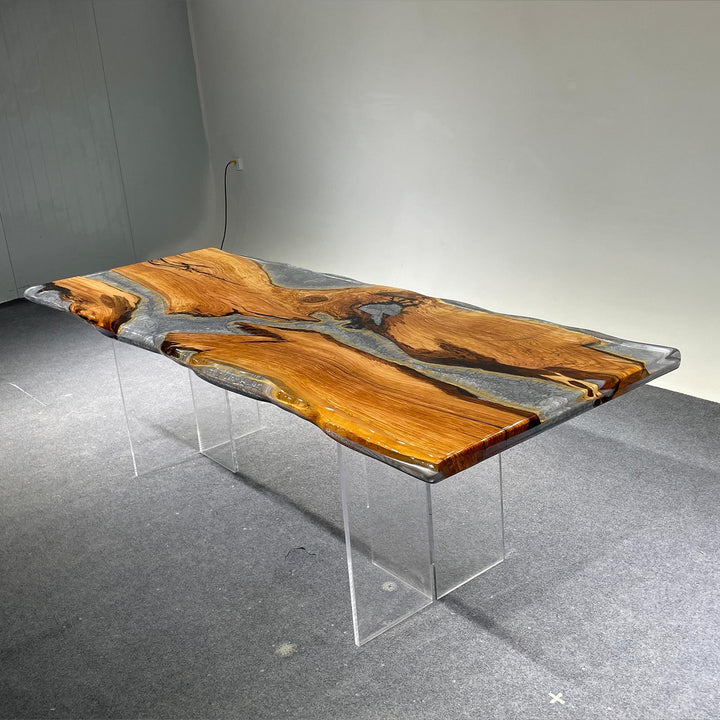 Luxury handcrafted epoxy table inspired by Colorado mountain style