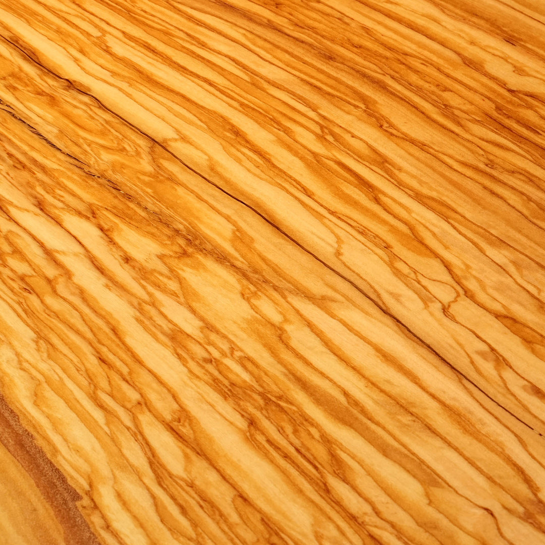 Contemporary epoxy resin dining table with natural wood grain