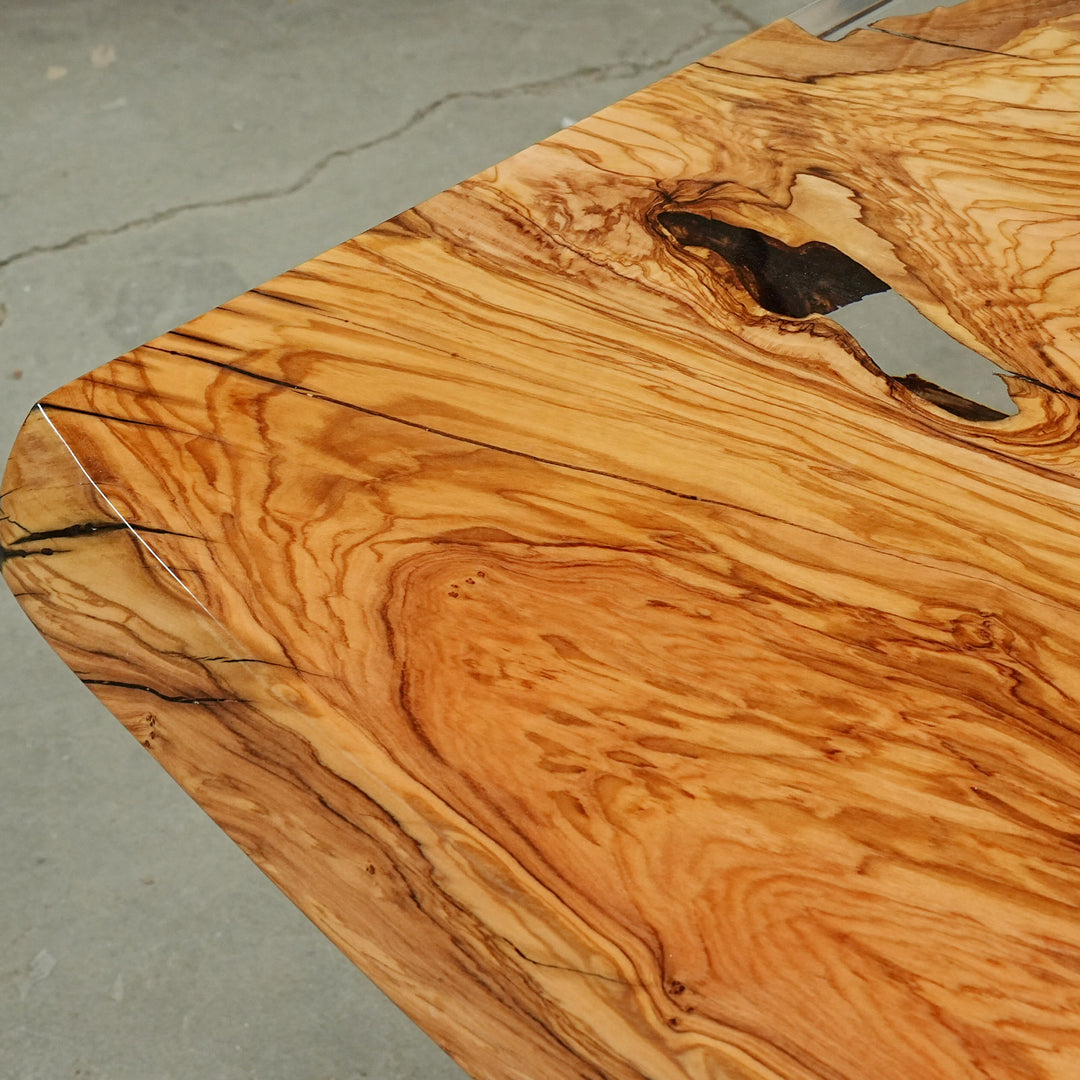 Premium live edge resin and hardwood dining table