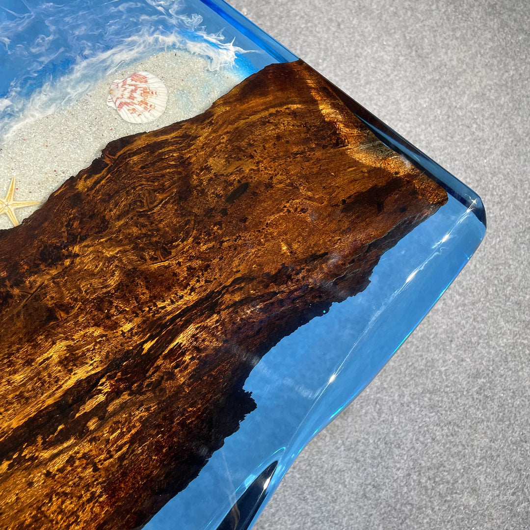 Large handcrafted resin river dining table with luxury epoxy finish