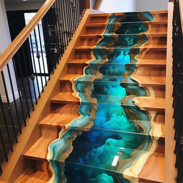 Epoxy Resin Blue Crystal Staircases