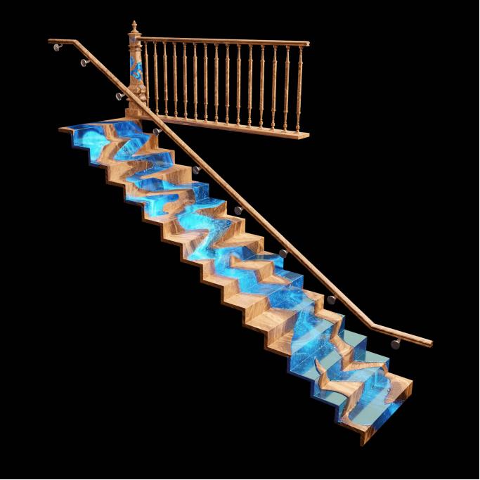Epoxy Resin Blue Crystal Staircases