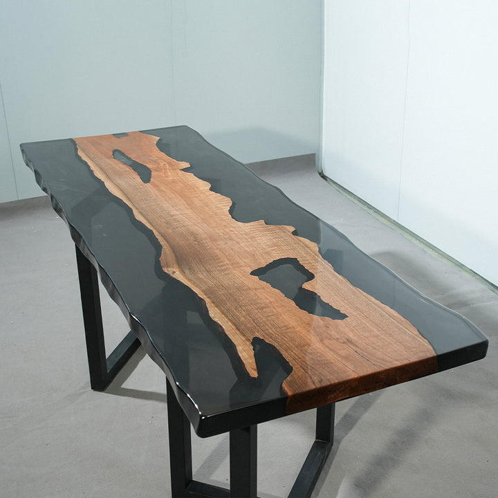 black walnut wood epoxy table,custom epoxy table,epoxy dining table,dining table,live edge wood epoxy table,epoxy resin wood table,epoxy river table,wood epoxy table
