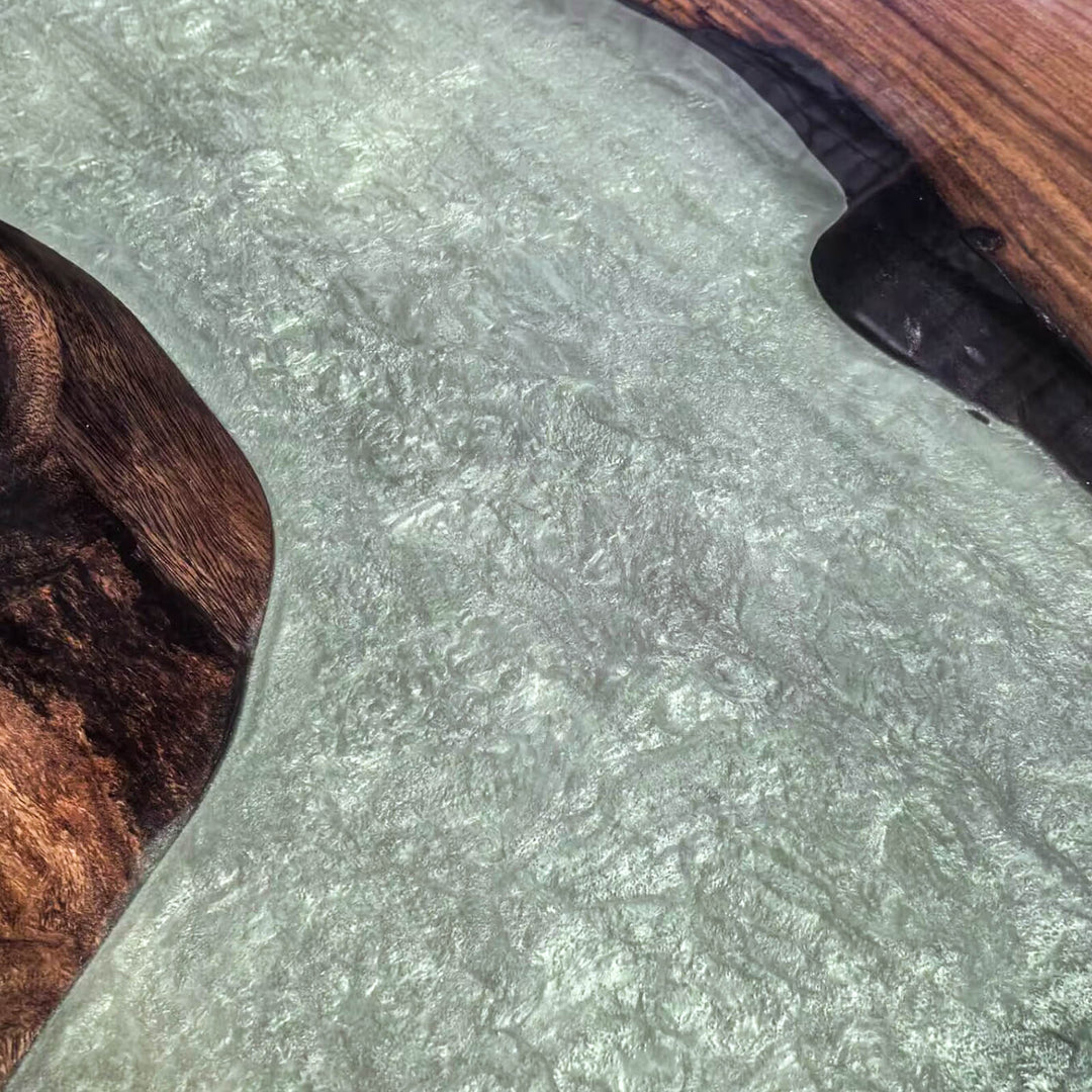 Custom epoxy resin furniture with luxury wood and resin fusion