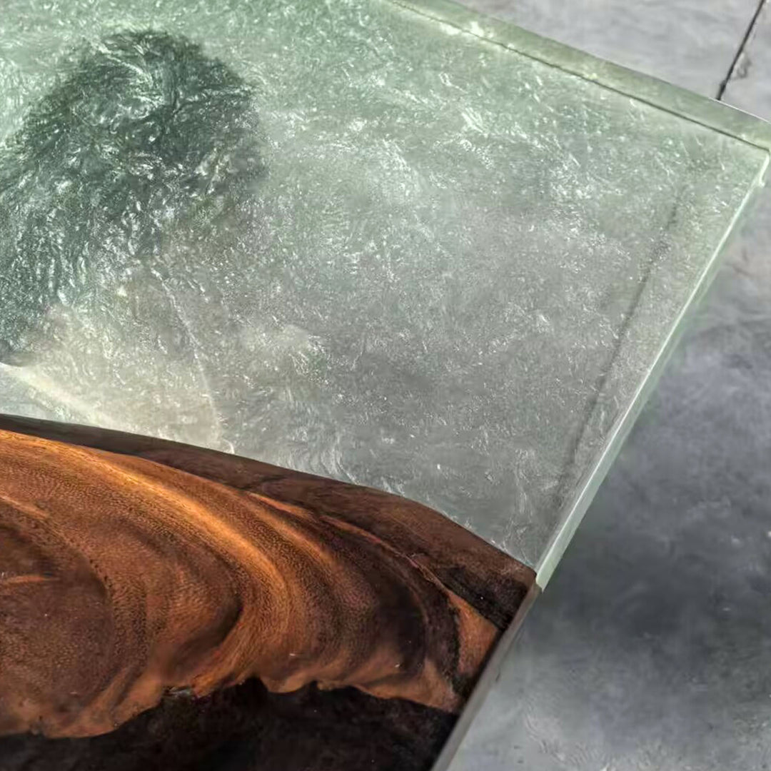 High-end walnut resin dining table with custom design