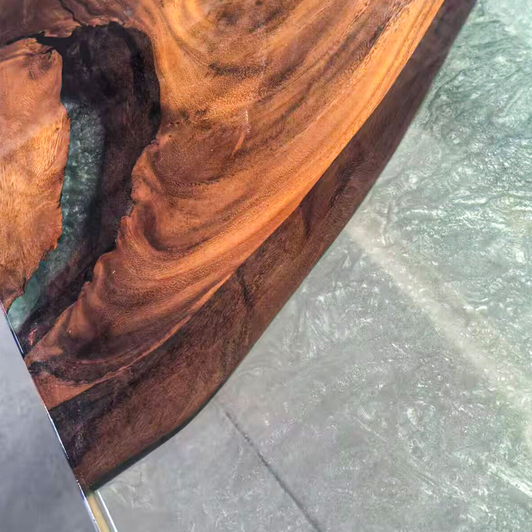 Premium custom epoxy resin table with modern wood finish