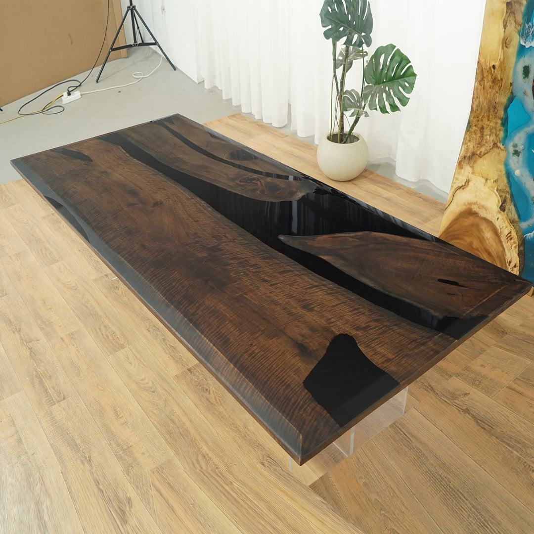 Seawavetable-Epoxy river table made with solid walnut wood