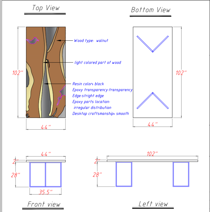 Versatile custom epoxy walnut table for dining, working, or entertaining