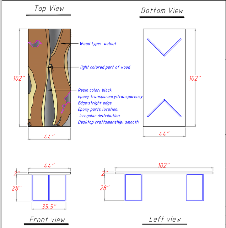 Versatile custom epoxy walnut table for dining, working, or entertaining