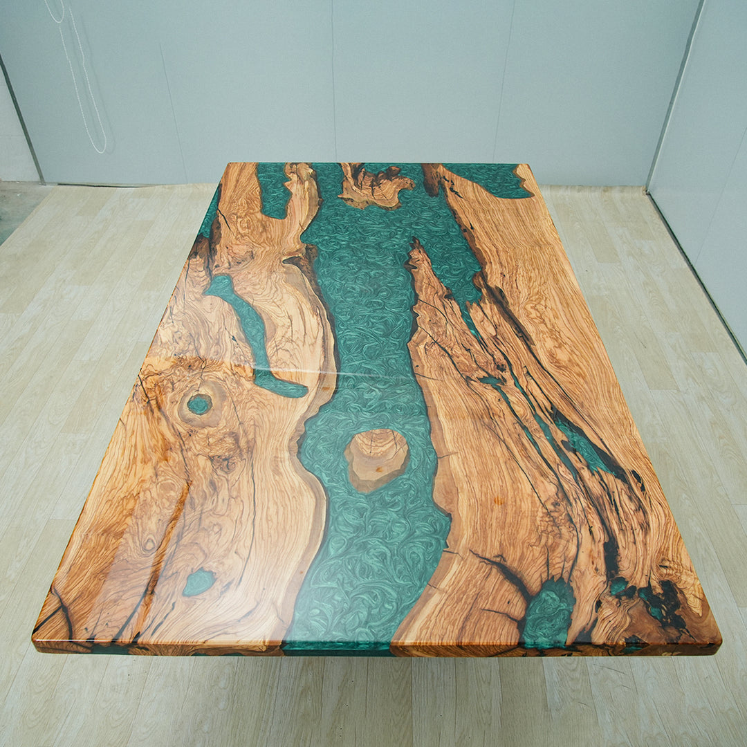 olive wood epoxy table,epoxy river table,epoxy resin wood table,wood table with epoxy,wood epoxy dining table,dining table,olive wood epoxy dining table