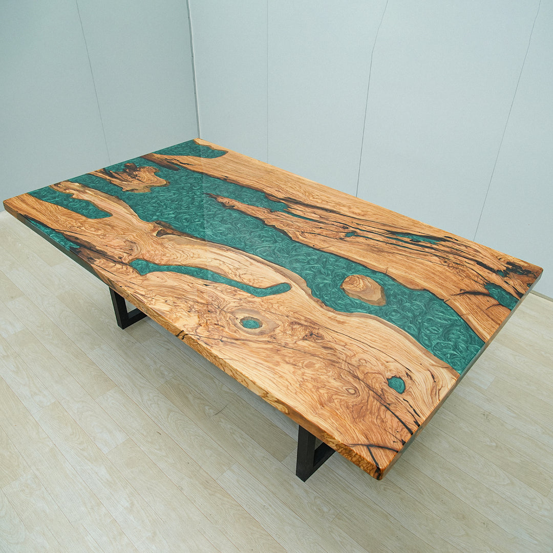 olive wood epoxy table,epoxy river table,epoxy resin wood table,wood table with epoxy,wood epoxy dining table,dining table,olive wood epoxy dining table