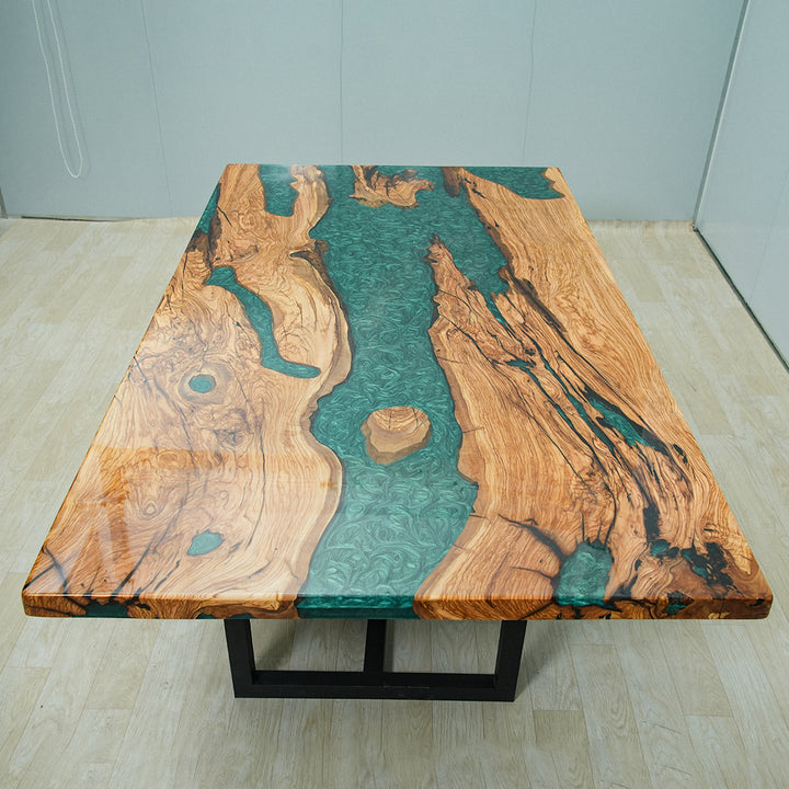 olive wood epoxy table,epoxy river table,epoxy resin wood table,wood table with epoxy,wood epoxy dining table,dining table,olive wood epoxy dining table