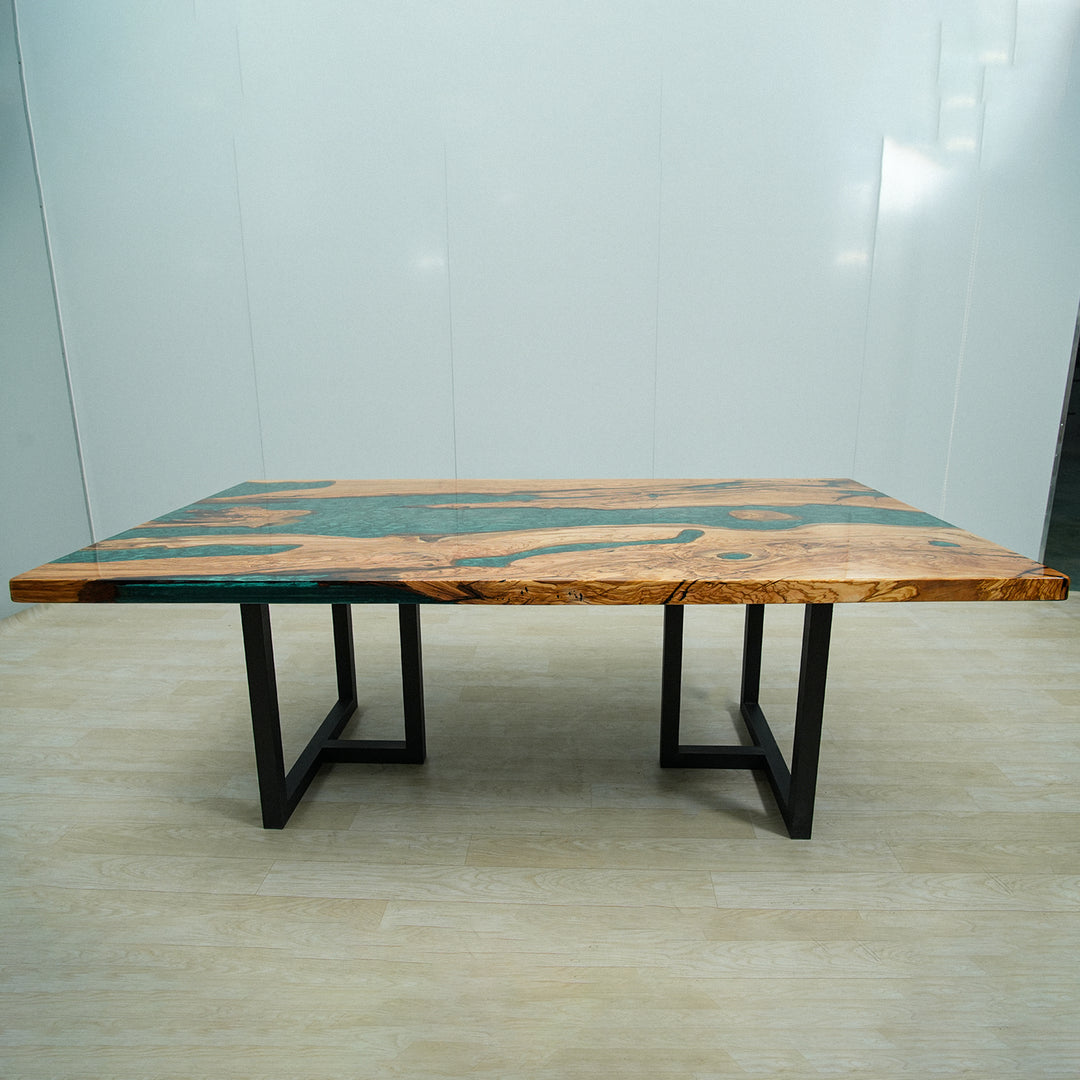 olive wood epoxy table,epoxy river table,epoxy resin wood table,wood table with epoxy,wood epoxy dining table,dining table,olive wood epoxy dining table