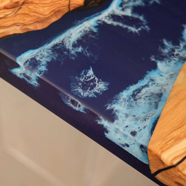 Seawavetable-Ocean-themed epoxy wood table with rectangular shape