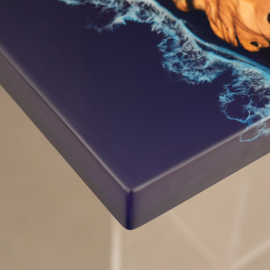 Seawavetable-Epoxy dining table with sea-inspired resin river