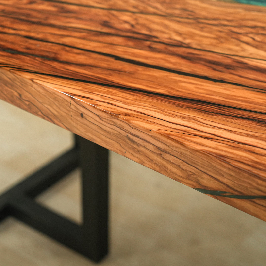 Seawavetable-Handcrafted olive wood and epoxy river table design