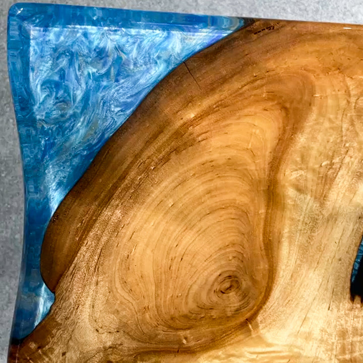 Seawavetable-Luxury epoxy river dining table in Golden Camphor wood