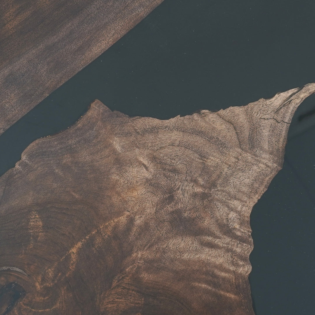Seawavetable-Black epoxy resin river flowing through rich walnut wood slab