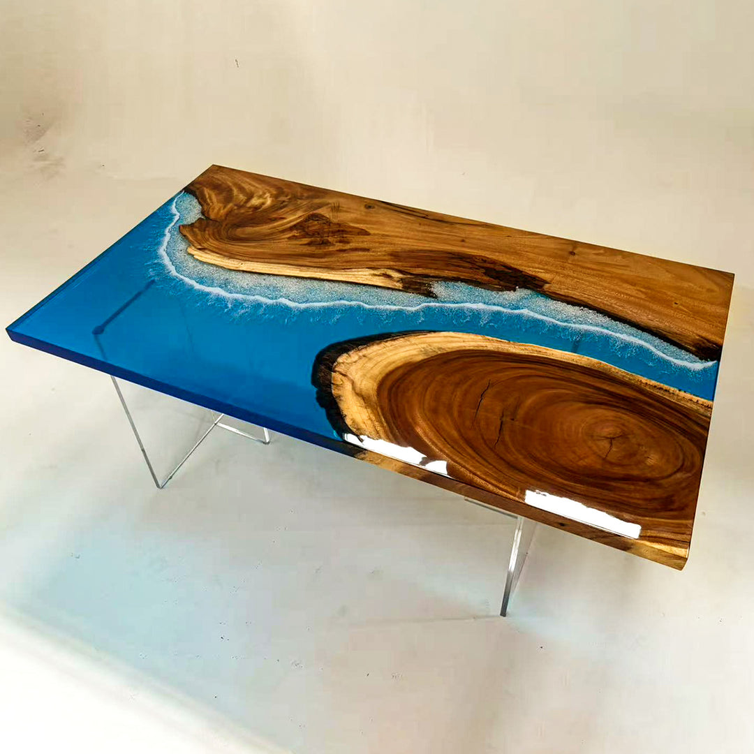 Seawavetable-unique ocean-inspired epoxy resin dining table