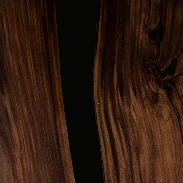 Matte black epoxy surface of CRT-175 walnut table under natural light