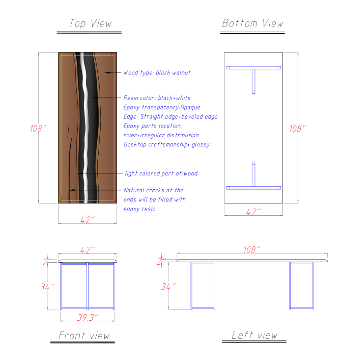 Custom Black Walnut Epoxy Forest Dining Tables CRT-158
