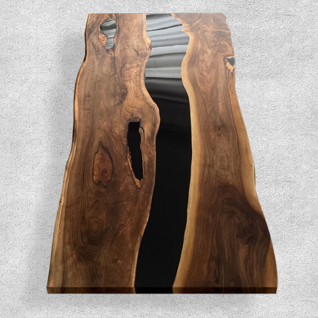 Surface Finish table Matte Wood with Glossy Resin Finish