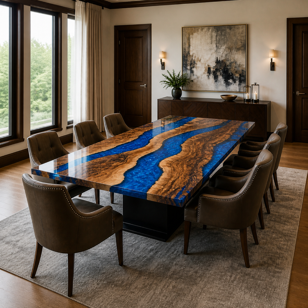 How to Size an Epoxy Dining Table: Seats, Clearance, and Delivery Path
