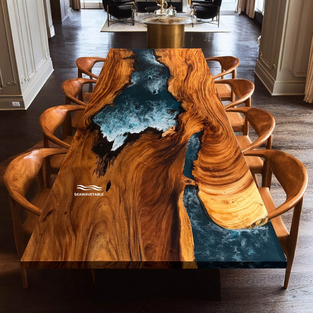Modern epoxy resin dining table designed for everyday use