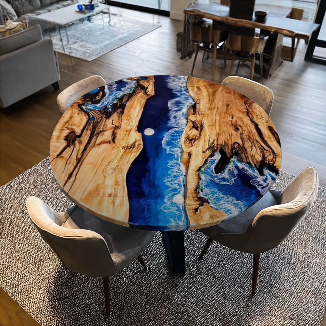 Close-up of crystal-clear epoxy surface highlighting depth and water-like movement