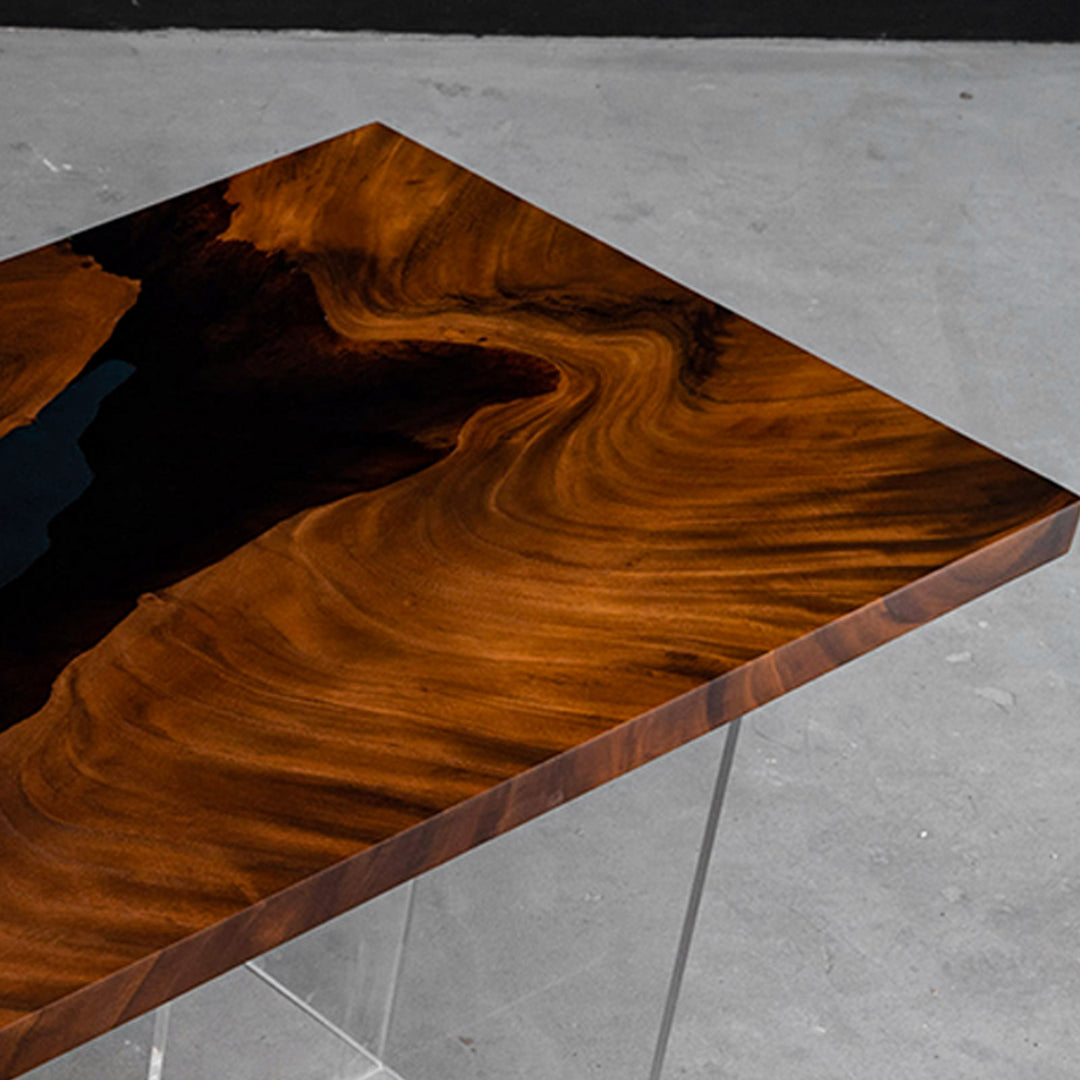Custom Oversized Walnut Black Epoxy Boardroom Table with Built-In Power Ports CRT-241