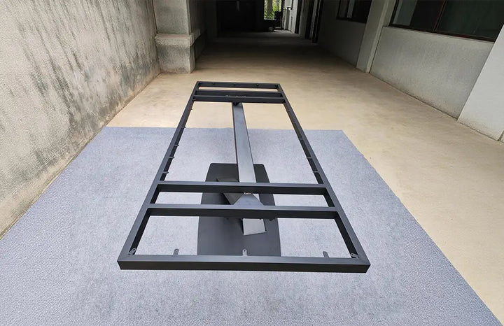 Top view of the MTL17 metal table base showing the rectangular tabletop support frame and mounting structure