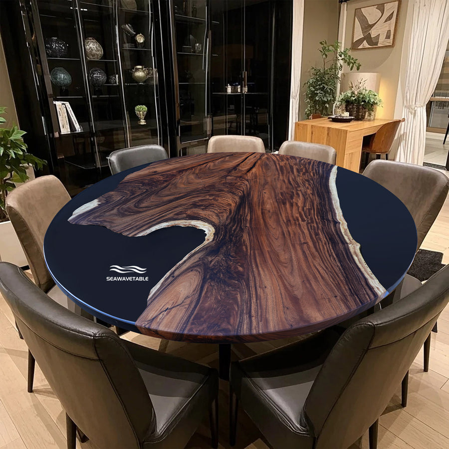Dining table with unique design in a modern interior setting