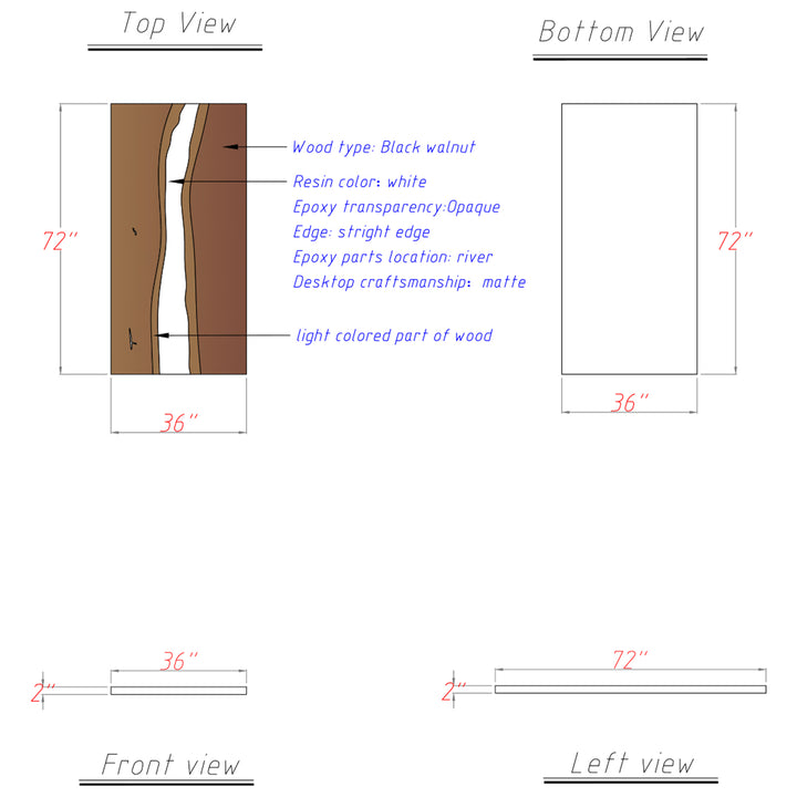 Custom Black Walnut Wood Slab White Epoxy Dining Table Tops CRT-130