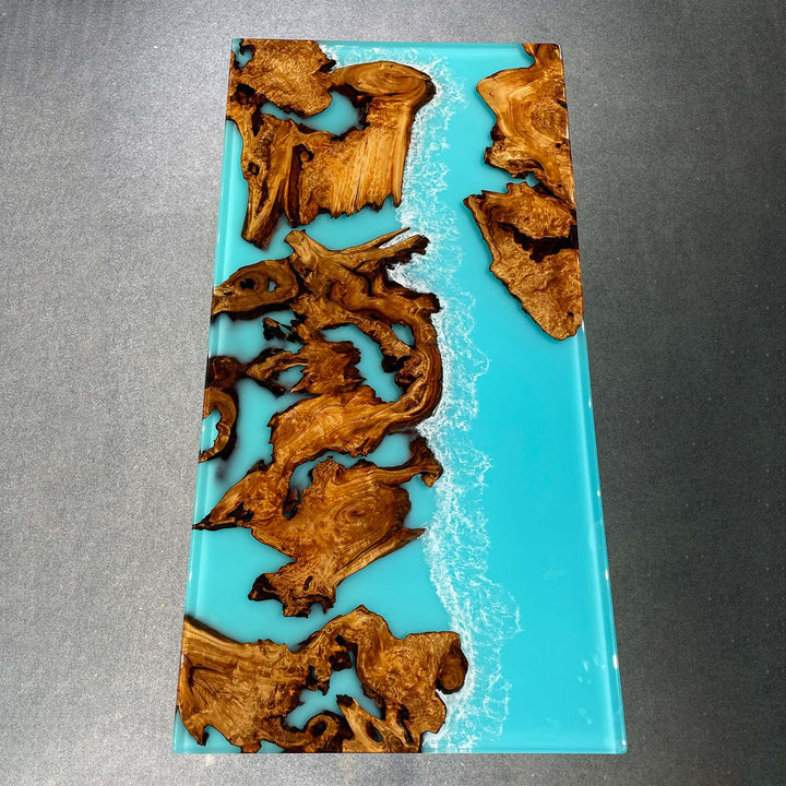 Custom Golden Camphor Kitchen Epoxy Resin River Table CRT-082