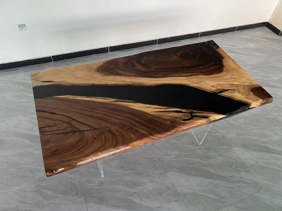 Walnut Black Epoxy Table Top in stock