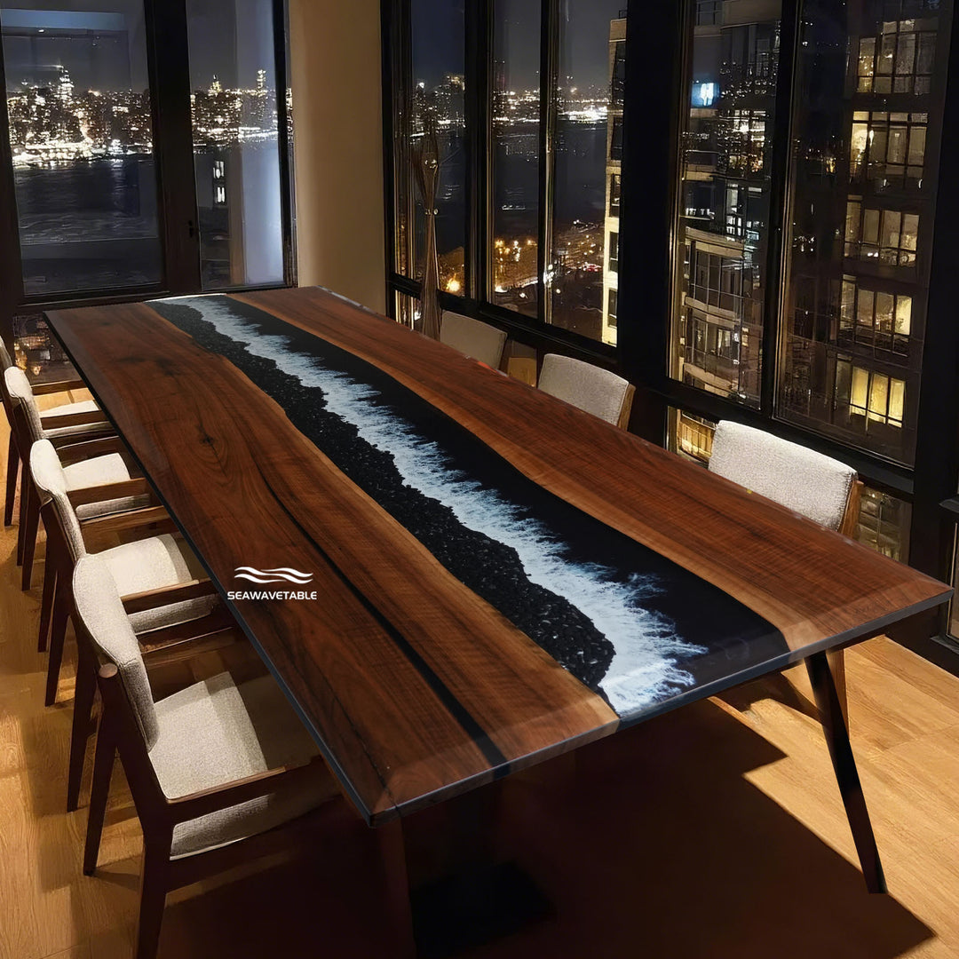 Custom Black Walnut Epoxy Forest Dining Tables CRT-158
