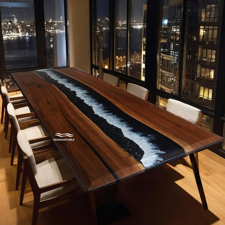 Custom Black Walnut Epoxy Forest Dining Tables CRT-158