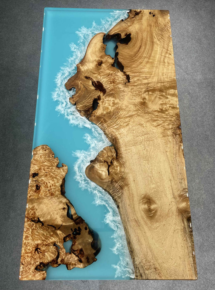 Custom Golden Camphor Kitchen Epoxy Resin River Table CRT-082