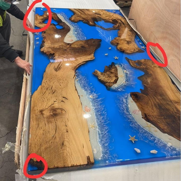 In-Stock Golden Camphor Ocean Resin Table 48" × 96" – Minor Imperfections, Ships in 2 Weeks
