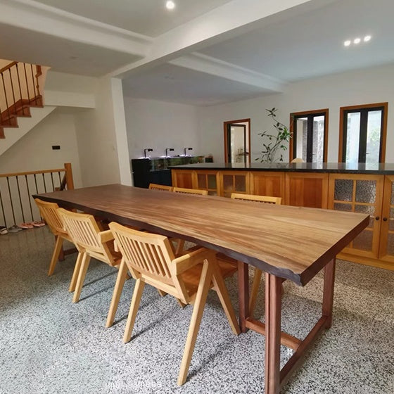 wood slab dining table