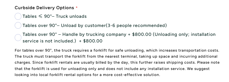 Seawavetable-Curbside Delivery Options