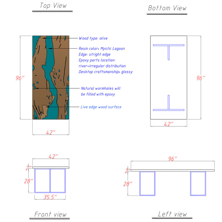 Custom Olive Epoxy River Dining Table Tops CRT-119